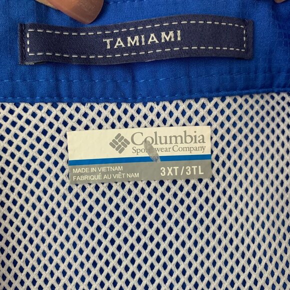 Columbia Tamiami PFG Button Down Shirt 3XL Tall Blue Vented Fishing Outdoors - Picture 6 of 7